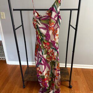 Designer One Shoulder Formal Floral Dress - Size XL
